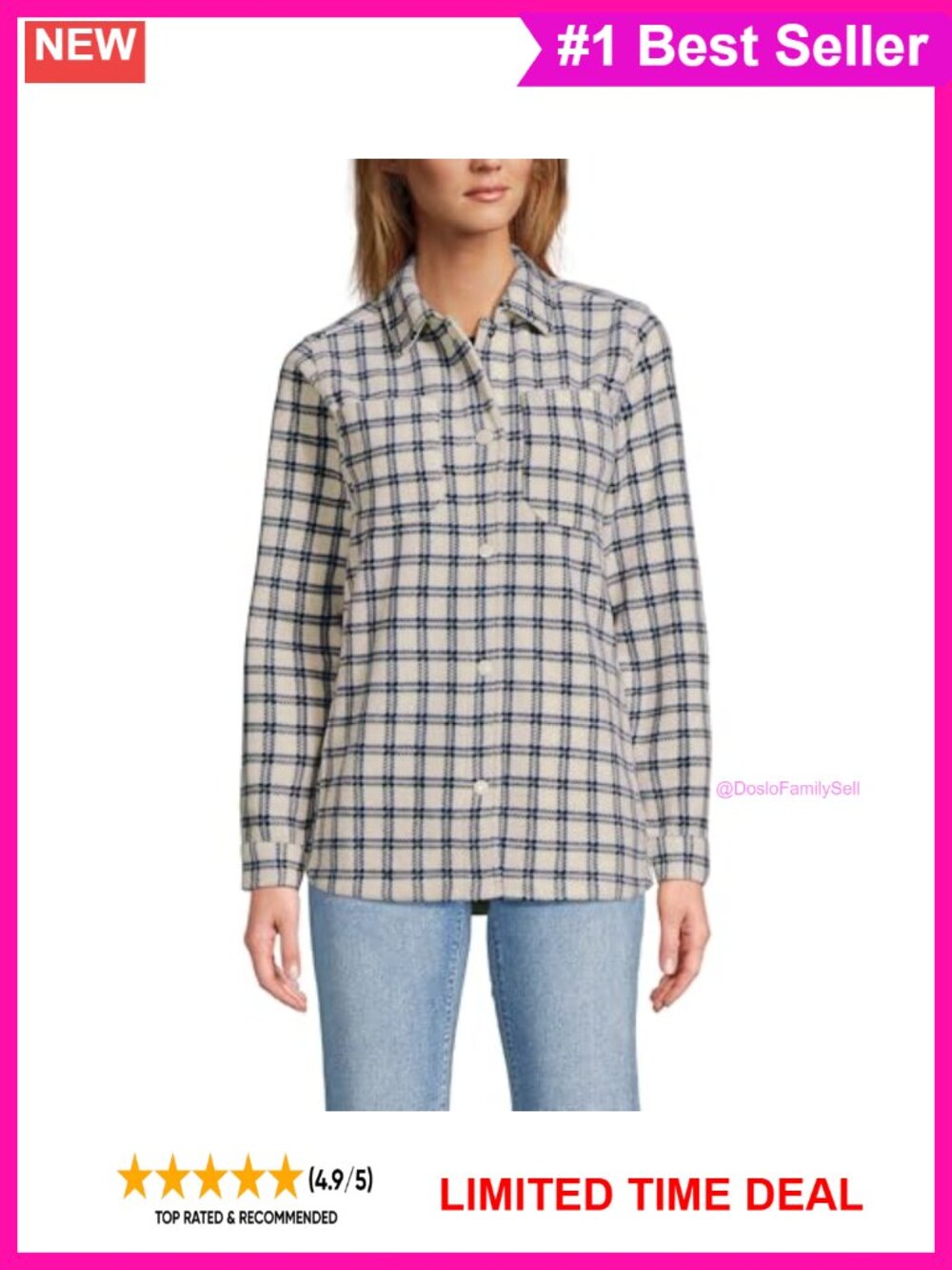 Fleece Shirt Jacket Snap Placket Chest Pockets Relaxed Fit Plaid